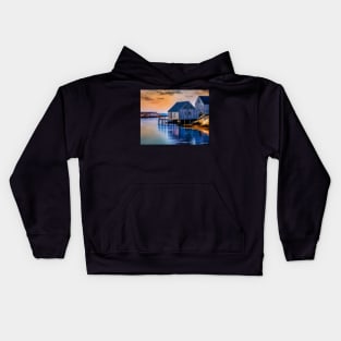 Fishing Sheds at Sunset Kids Hoodie